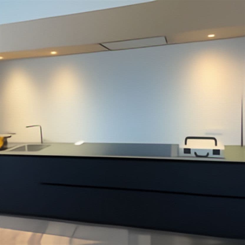 Cuisine avec éclairage LED du plan de travail