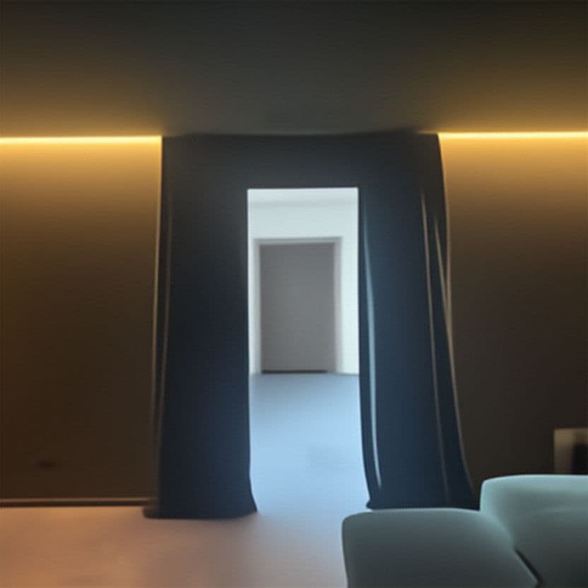 Couloir contemporain avec éclairage LED linéaire au plafond